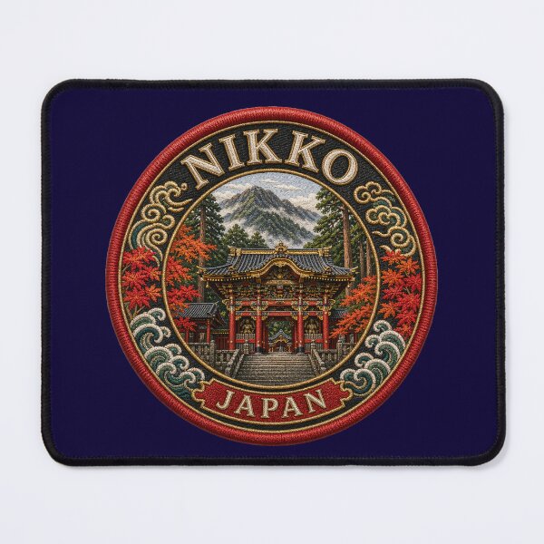 Item preview, Nikkō, Japan – Temple gate, autumn leaves & mountain silhouette designed and sold by Girih.