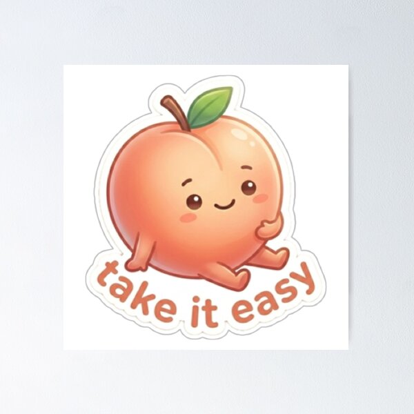 Item preview, Peach “Take It Easy” Kawaii Sticker – Calm Minimal Aesthetic designed and sold by Dakochaaan.