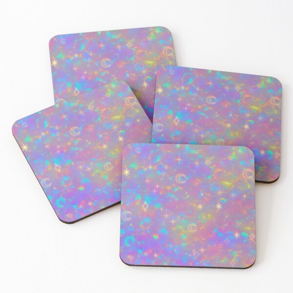 Item preview, Holographic Opal Galaxy – Celestial Moon and Stars Pattern Art designed and sold by Coloryn Glitter.