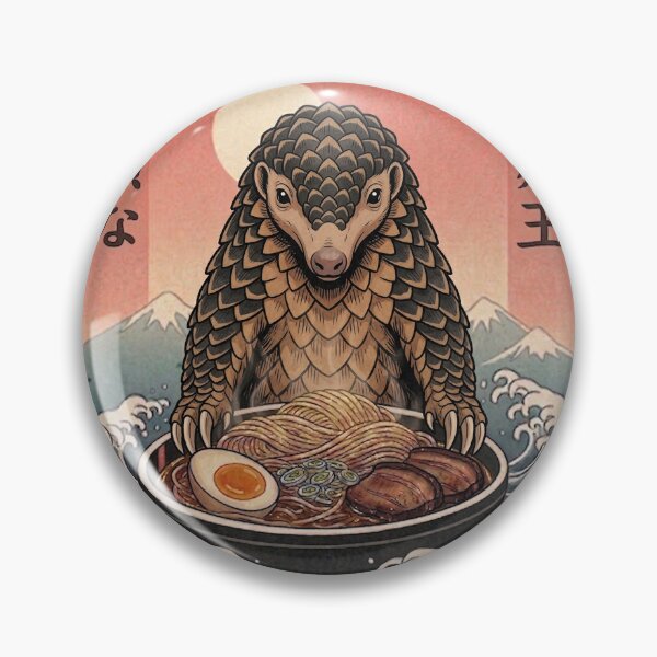 Item preview, Funny Pangolin Japanese Ramen Noodles Vintage Kanagawa Wave designed and sold by FurryHavenPH.