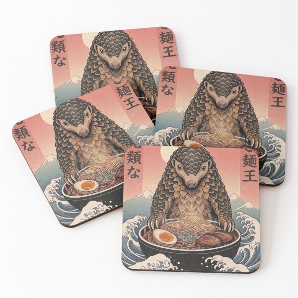 Item preview, Funny Pangolin Japanese Ramen Noodles Vintage Kanagawa Wave designed and sold by FurryHavenPH.