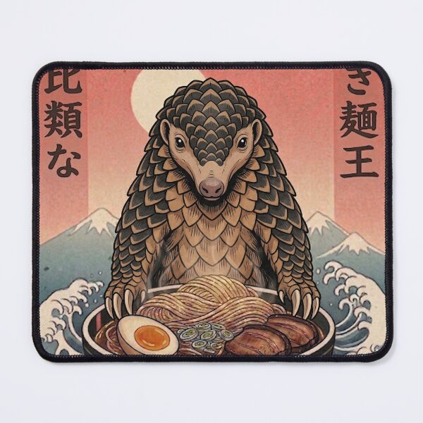 Item preview, Funny Pangolin Japanese Ramen Noodles Vintage Kanagawa Wave designed and sold by FurryHavenPH.
