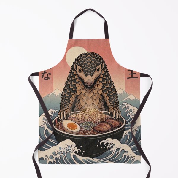 Item preview, Funny Pangolin Japanese Ramen Noodles Vintage Kanagawa Wave designed and sold by FurryHavenPH.