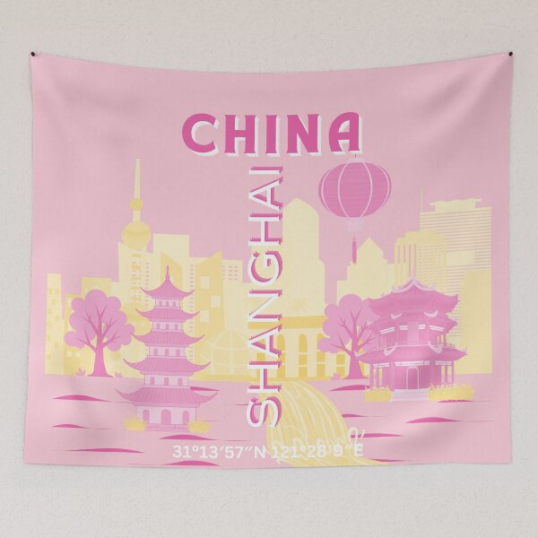 Item preview, Shanghai China Travel Pink Poster designed and sold by Magic Love Art Print.