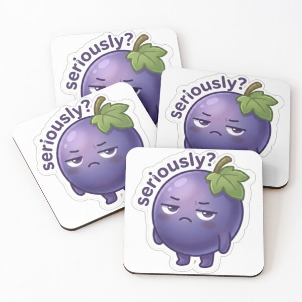 Item preview, Grape “Seriously?” Kawaii Sticker – Reaction Minimal designed and sold by Dakochaaan.