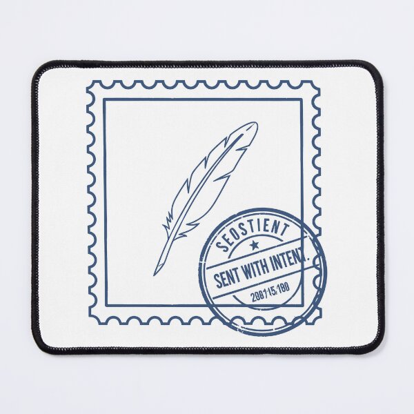 Item preview, Sent With Intent – Vintage stamp with quill pen design, blue designed and sold by Fuechse.
