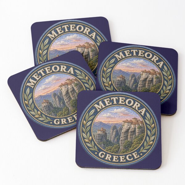 Item preview, Meteora, Greece – Monastery rocks, sunlit sky & olive ornament designed and sold by Girih.