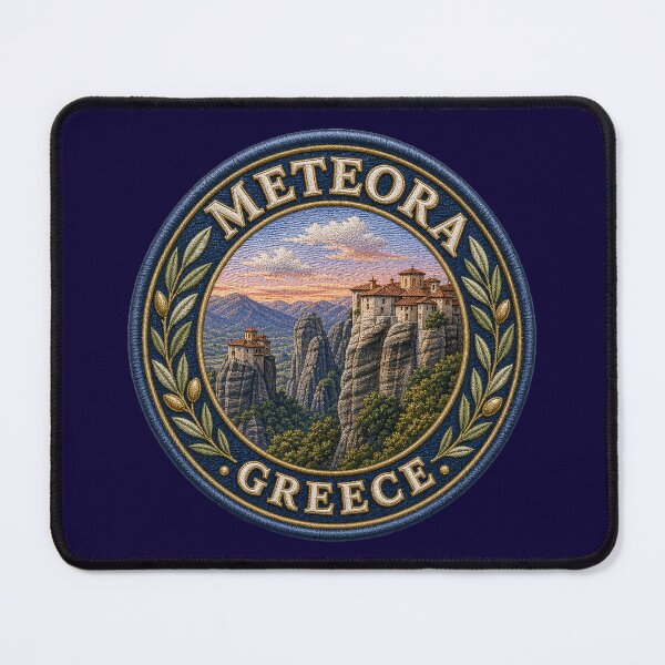 Item preview, Meteora, Greece – Monastery rocks, sunlit sky & olive ornament designed and sold by Girih.