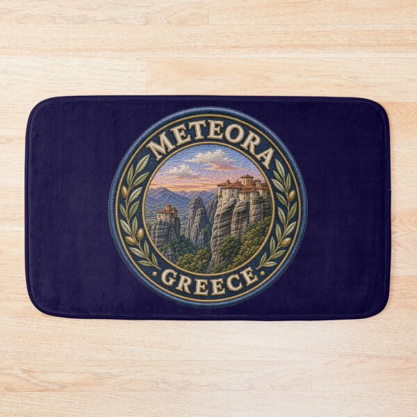 Item preview, Meteora, Greece – Monastery rocks, sunlit sky & olive ornament designed and sold by Girih.