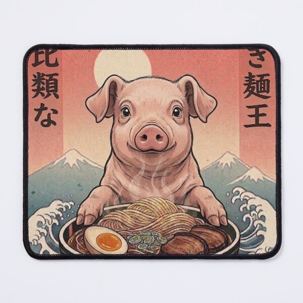 Item preview, Funny Pig Japanese Ramen Noodles Vintage Kanagawa Wave designed and sold by FurryHavenPH.