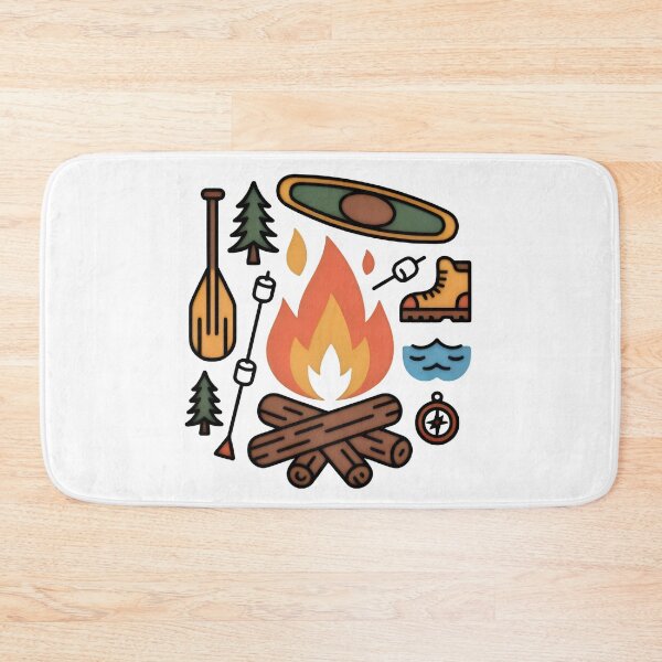 Item preview, Camping Essentials Campfire Outdoor Adventure Icons designed and sold by Zanigold.