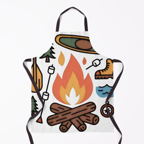 Item preview, Camping Essentials Campfire Outdoor Adventure Icons designed and sold by Zanigold.