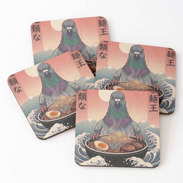 Item preview, Funny Pigeon Japanese Ramen Noodles Vintage Kanagawa Wave designed and sold by FurryHavenPH.