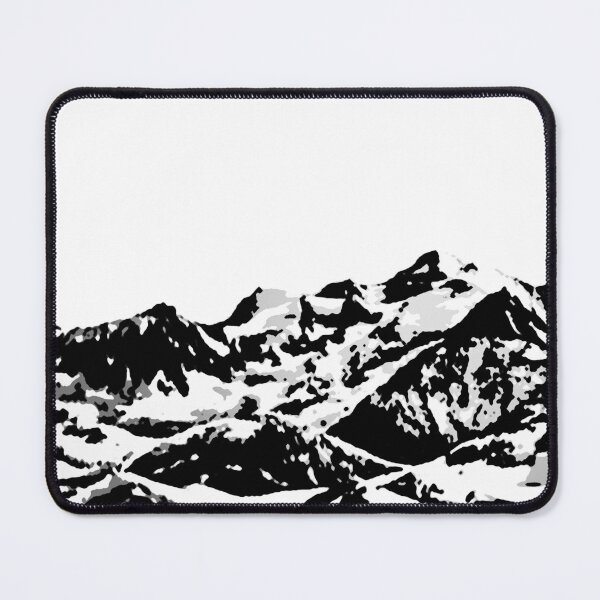 Artikelvorschau, High Contrast Alpine Mountain Sticker – Bold Black White Landscape Laptop Strip Panorama entworfen und verkauft von RafenStein.