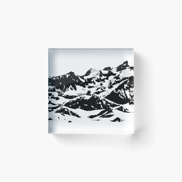 Artikelvorschau, High Contrast Alpine Mountain Sticker – Bold Black White Landscape Laptop Strip Panorama entworfen und verkauft von RafenStein.