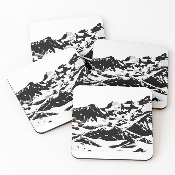 Item preview, Alpine Mountain Landscape Sticker Black White Realistic Mountains Nature Scenic Travel Design designed and sold by RafenStein.