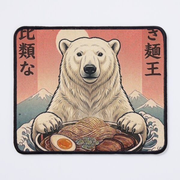 Item preview, Funny Polar Bear Japanese Ramen Noodles Vintage Kanagawa Wave designed and sold by FurryHavenPH.