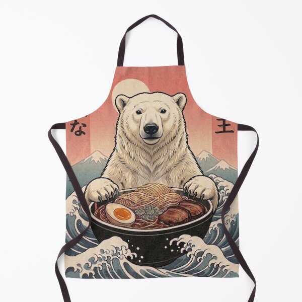 Item preview, Funny Polar Bear Japanese Ramen Noodles Vintage Kanagawa Wave designed and sold by FurryHavenPH.