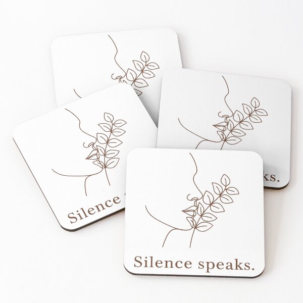 Item preview, Silence Speaks – Minimalist Line Art Face & Leaves designed and sold by Fuechse.