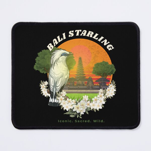 Item preview, Bali Starling Retro Sunset Temple – Iconic Indonesian Wildlife Art designed and sold by Khanz4Design.