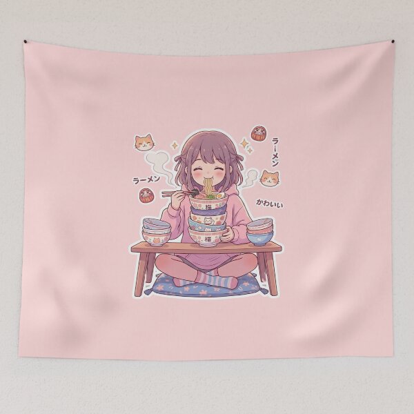 Item preview, Cute Kawaii Anime Girl Ramen Addiction Just One More Bowl Funny Food Lover Gift Idea designed and sold by Im-Ara.