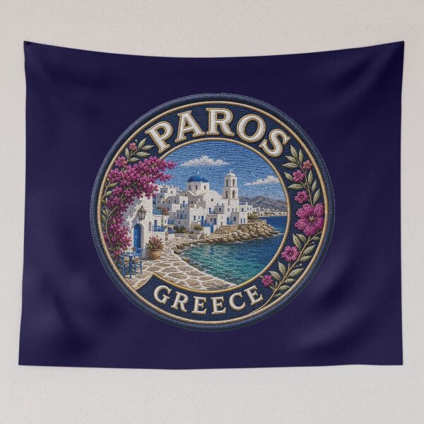 Item preview, Paros, Greece – Cycladic houses, sea route & bougainvillea designed and sold by Girih.