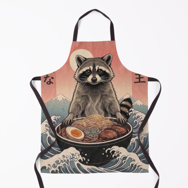 Item preview, Funny Raccoon Japanese Ramen Noodles Vintage Kanagawa Wave designed and sold by FurryHavenPH.