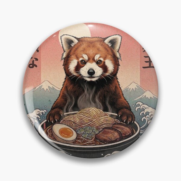 Item preview, Funny Red Panda Japanese Ramen Noodles Vintage Kanagawa Wave designed and sold by FurryHavenPH.