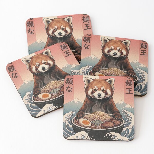 Item preview, Funny Red Panda Japanese Ramen Noodles Vintage Kanagawa Wave designed and sold by FurryHavenPH.