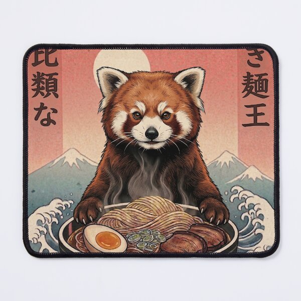 Item preview, Funny Red Panda Japanese Ramen Noodles Vintage Kanagawa Wave designed and sold by FurryHavenPH.