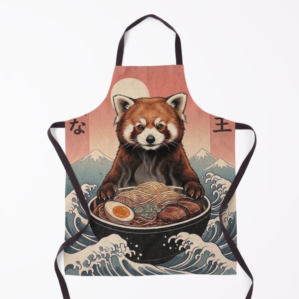 Item preview, Funny Red Panda Japanese Ramen Noodles Vintage Kanagawa Wave designed and sold by FurryHavenPH.