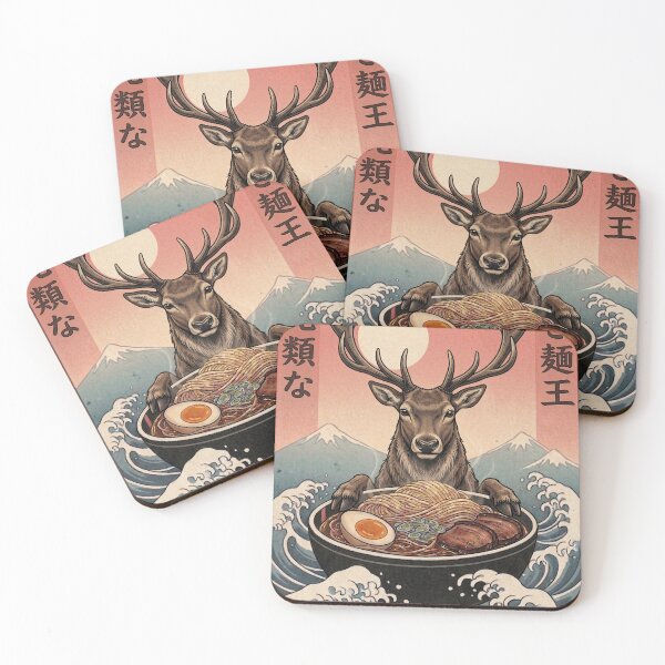 Item preview, Funny Reindeer Japanese Ramen Noodles Vintage Kanagawa Wave designed and sold by FurryHavenPH.