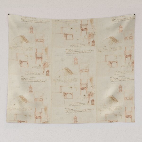 Item preview, Leonardo da Vinci Architecture and Wing Study Renaissance Sketch Poster designed and sold by artofuniverse.