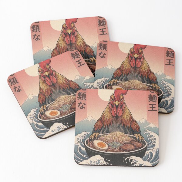 Item preview, Funny Rooster Japanese Ramen Noodles Vintage Kanagawa Wave designed and sold by FurryHavenPH.