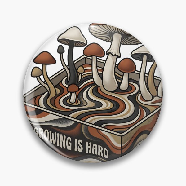 Item preview, Satisfying Mushroom Art Sarcastic Wellness Wavy Text Growing Is Hard Sensory Gift designed and sold by StickyGuys.