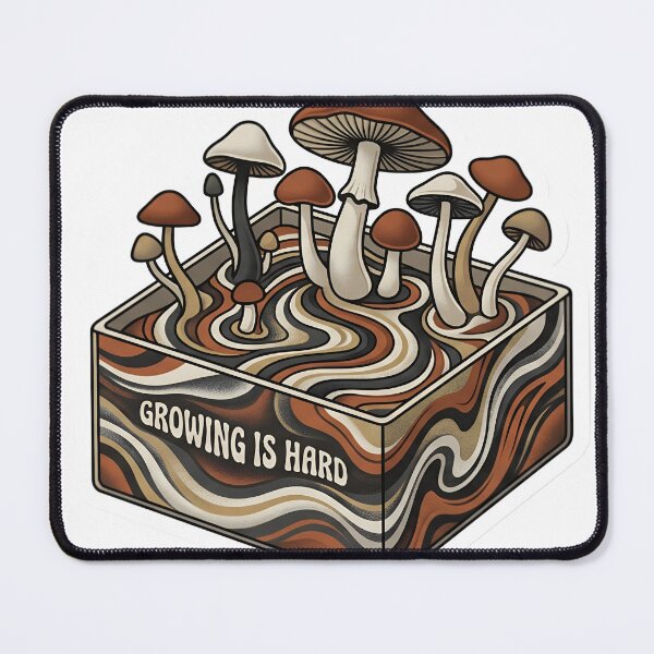 Item preview, Satisfying Mushroom Art Sarcastic Wellness Wavy Text Growing Is Hard Sensory Gift designed and sold by StickyGuys.