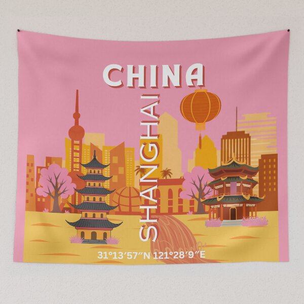 Item preview, Shanghai China Travel Vintage Poster designed and sold by Magic Love Art Print.