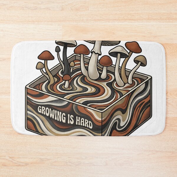 Item preview, Satisfying Mushroom Art Sarcastic Wellness Wavy Text Growing Is Hard Sensory Gift designed and sold by StickyGuys.