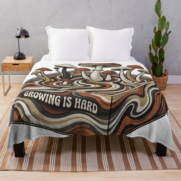 Item preview, Satisfying Mushroom Art Sarcastic Wellness Wavy Text Growing Is Hard Sensory Gift designed and sold by StickyGuys.