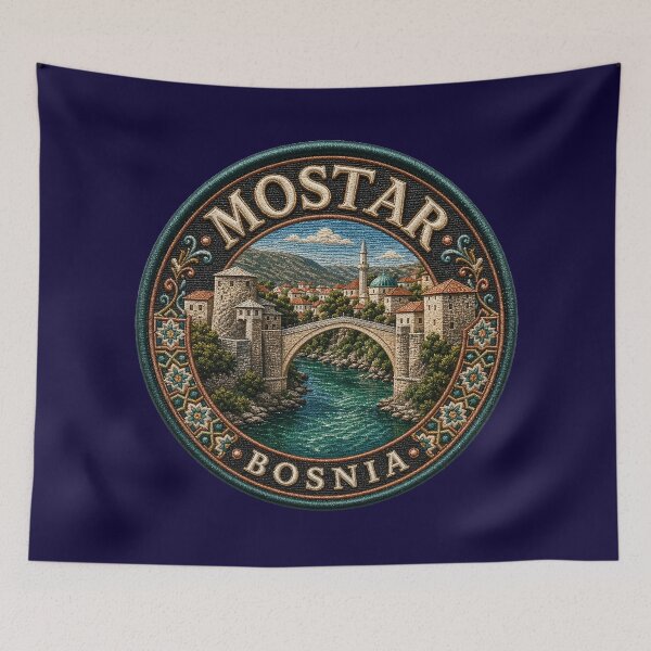 Item preview, Mostar, Bosnia – Stari Most, Old Town & River Panorama designed and sold by Girih.