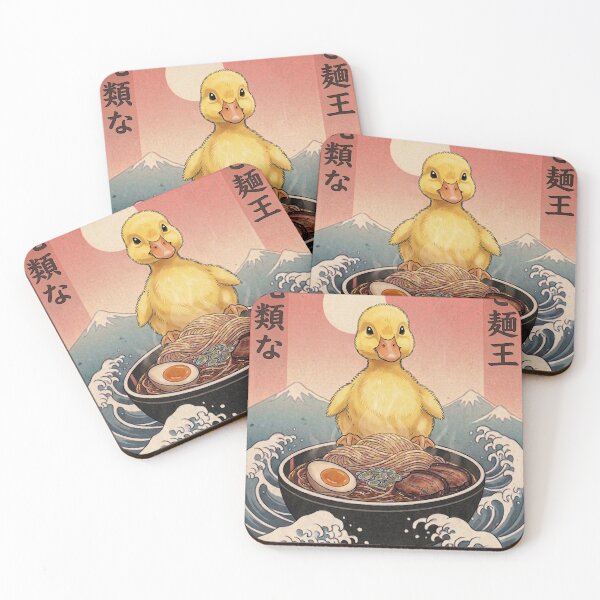 Item preview, Funny Yellow Baby Duck Japanese Ramen Noodles Vintage Kanagawa Wave designed and sold by FurryHavenPH.