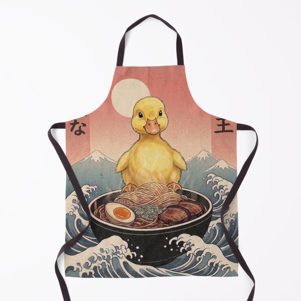 Item preview, Funny Yellow Baby Duck Japanese Ramen Noodles Vintage Kanagawa Wave designed and sold by FurryHavenPH.
