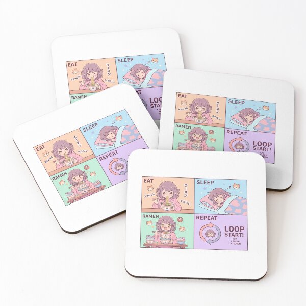 Item preview, Kawaii Anime Girl Eat Sleep Ramen Repeat Cute Food Routine Lifestyle Funny Gift designed and sold by Im-Ara.