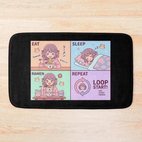 Item preview, Kawaii Anime Girl Eat Sleep Ramen Repeat Cute Food Routine Lifestyle Funny Gift designed and sold by Im-Ara.
