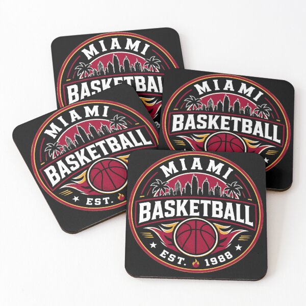 Item preview, Miami Basketball Vintage Badge Tee – Red Black Gold Retro Hoops Shirt – Skyline Design designed and sold by TKOprintdesigns.