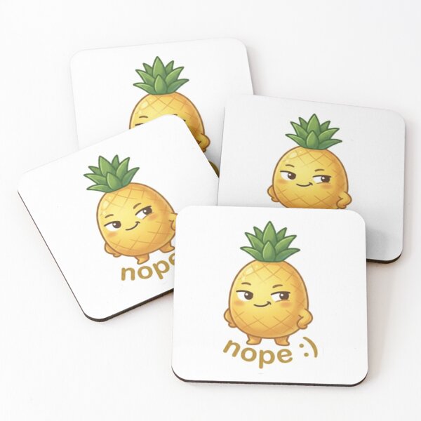 Item preview, Pineapple “Nope :)” Kawaii Sticker – Cute Reaction designed and sold by Dakochaaan.