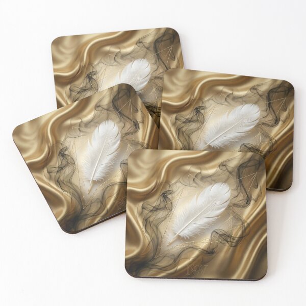 Item preview, GOLDEN ETHER: Liquid Silk & White Feather Luxury Home Decor designed and sold by Nafas Wing.