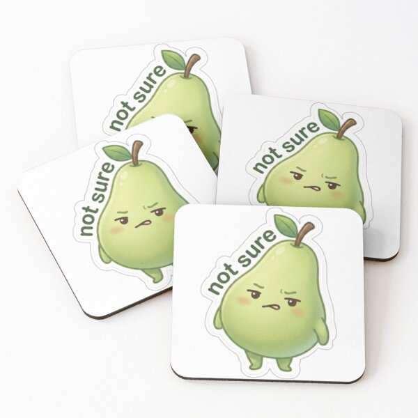 Item preview, Pear “Not Sure” Kawaii Sticker – Thinking Minimal designed and sold by Dakochaaan.