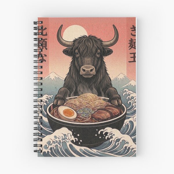 Item preview, Funny Yak Japanese Ramen Noodles Vintage Kanagawa Wave designed and sold by FurryHavenPH.