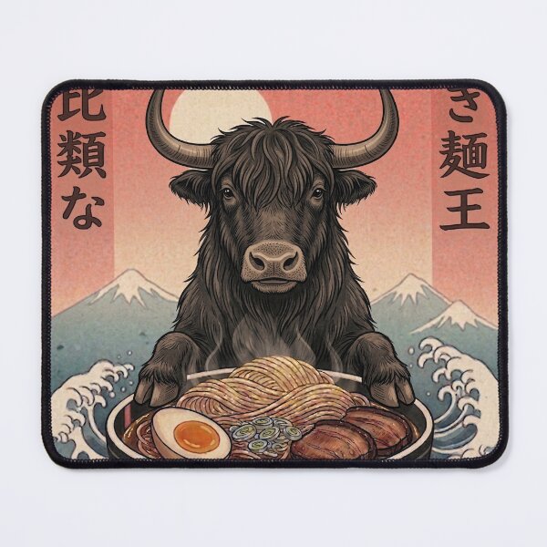 Item preview, Funny Yak Japanese Ramen Noodles Vintage Kanagawa Wave designed and sold by FurryHavenPH.